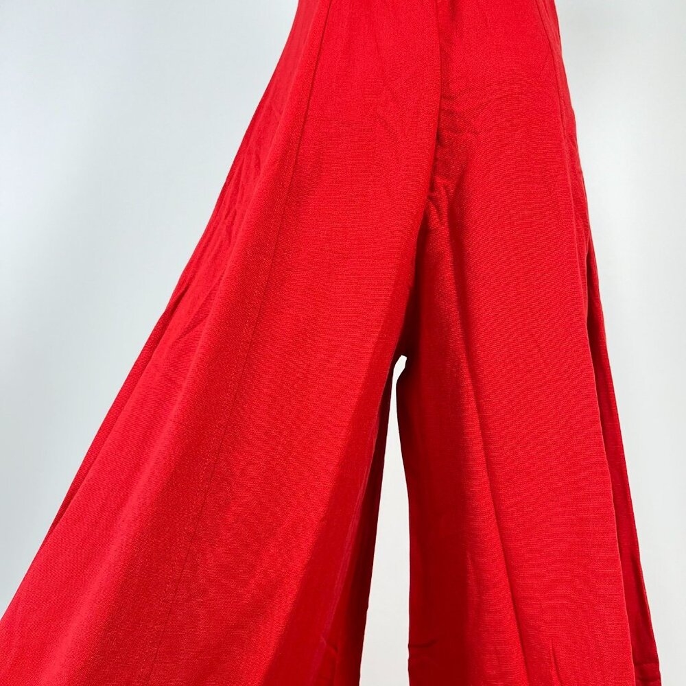 NWOT Farm Rio Linen Blend Sleeveless Halter Wide Leg Jumpsuit Sz XL Red - Picture 11 of 16